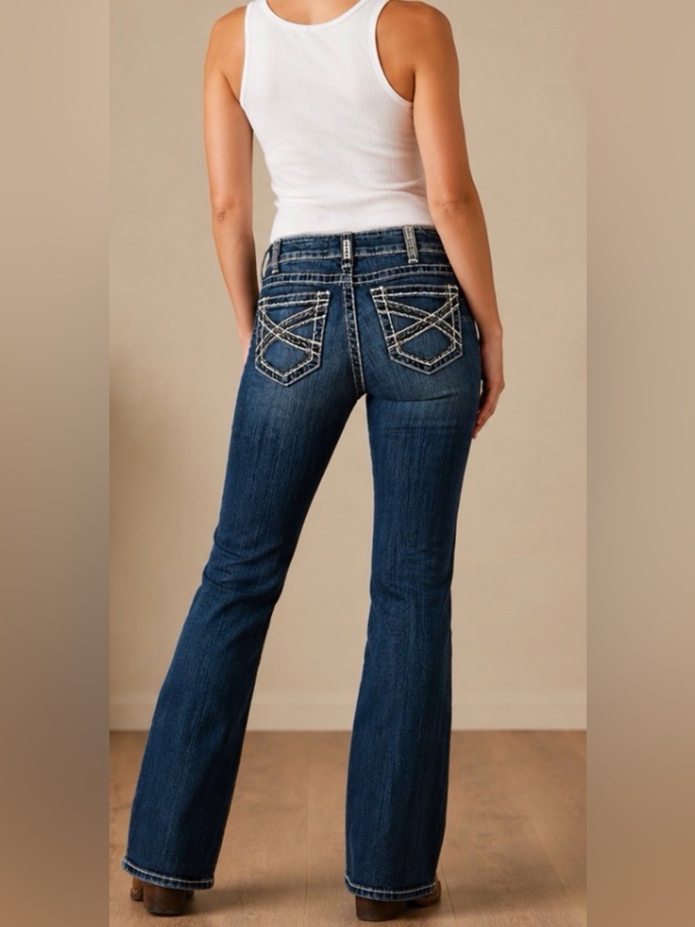Ariat R.E.A.L. Denim Low Rise Boot Cut Jeans Women’s Size 24R Dark Wash Western - Picture 2 of 9